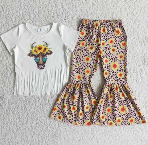 C4-2 Sunflower Glasses Bull Head Fringe Top Set
