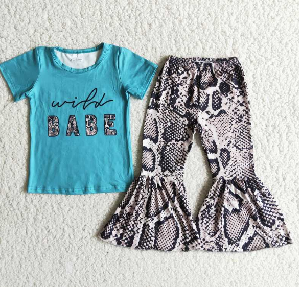 B10-1 BABE snakeskin flared pants set