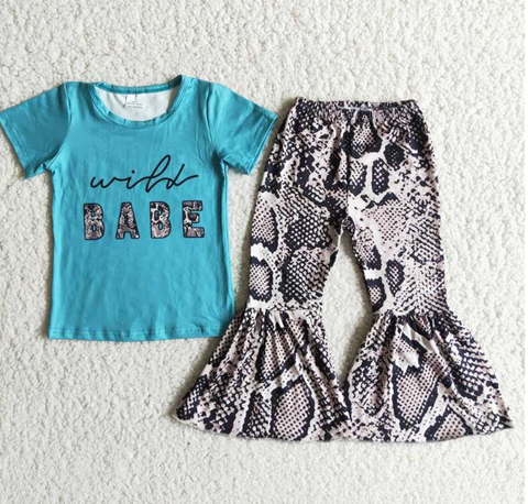 B10-1 BABE snakeskin flared pants set