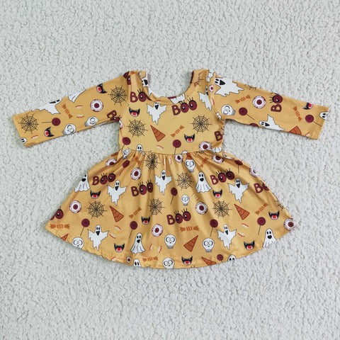GLD0013 Halloween BOO Ghost Long Sleeve Dress