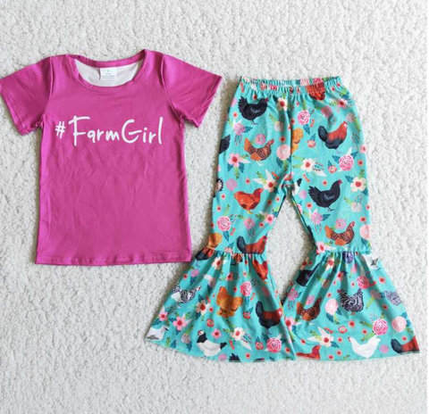 D8-12 farmgirl hen flared pants set