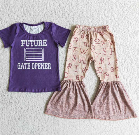 D6-30 Purple FUTURE Monogram Flared Pants set