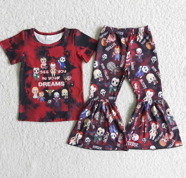 B14-1 Halloween Clown Short Sleeve + Pants Set