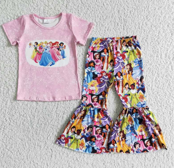 B7-22 cartoon baby girl bell pant set