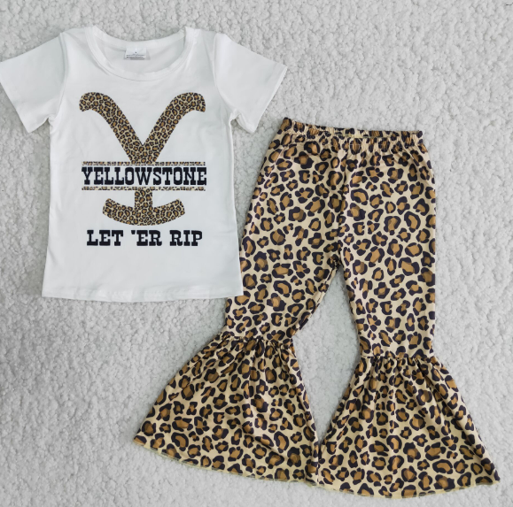 E7-26 RIP monogram leopard print pant set