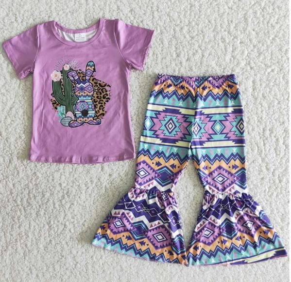 B5-24 Purple Cactus Rabbit Diamond pant set