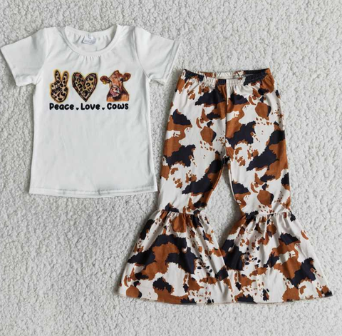 B10-16 cows short sleeve ink pant set