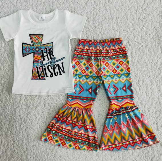 B11-15 Easter Cross Short Sleeve + Pants Set
