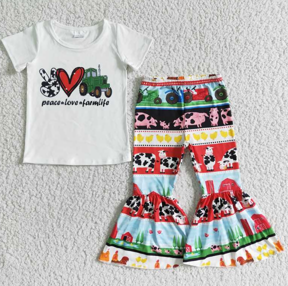 B13-4 farm cow short sleeve + flared pants set