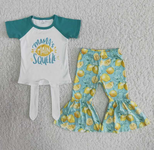 B13-14 MAMA Short Sleeve Lemon Flared Pants set