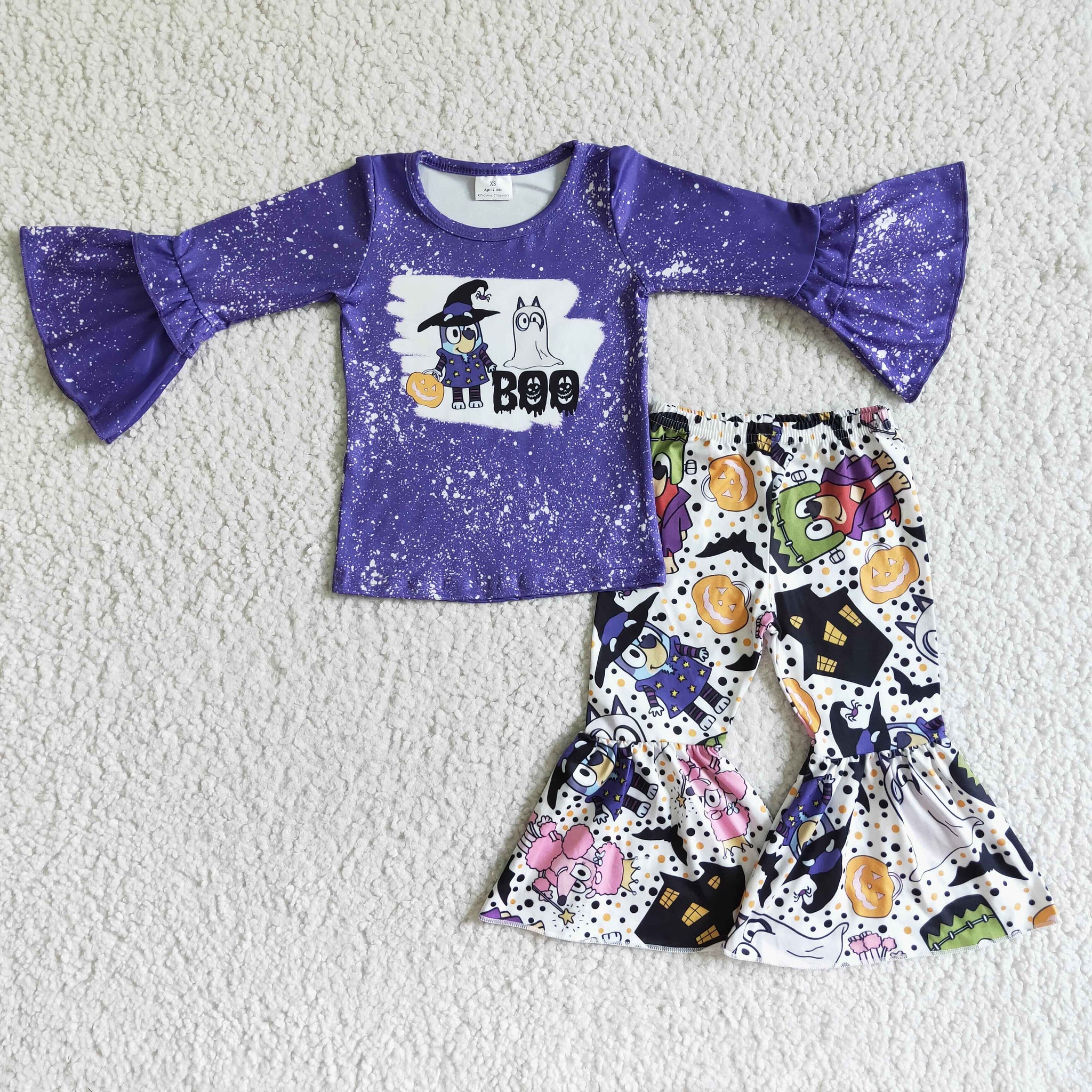 halloween bluey purple long-sleeved pant  set