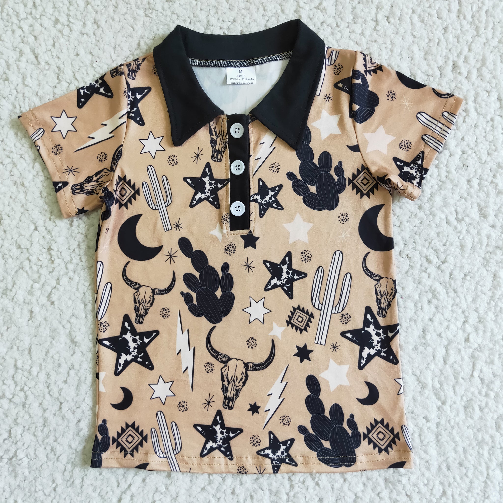 Western Cowboy Cactus Light Coffee POLO Shirt