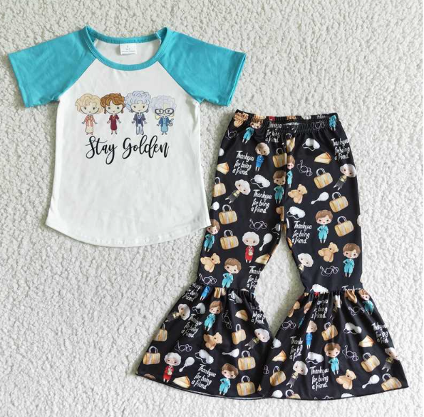 C6-23 slay golden short sleeve little man set