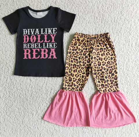 B14-16 dolly rose red letter leopard set