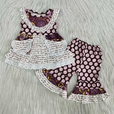 A10-1 letters polka dot flower pocket set