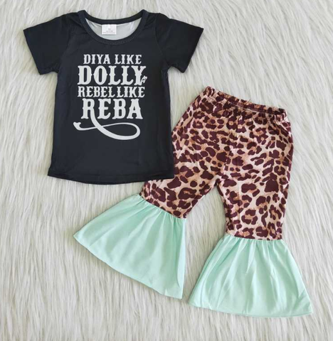 B17-22 Dolly Lettering Leopard Pants set