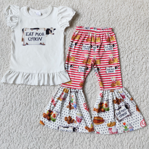 A12-4 Cow White Puff Sleeve Set