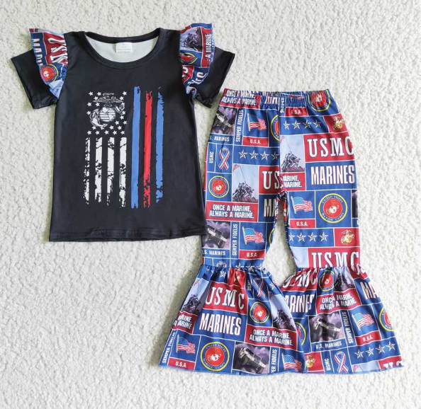 A1-21 USMC Blue Lace Black Short Sleeve Set