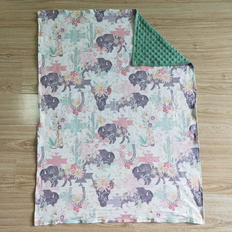 BL0007 Baby Cactus Cow Blanket
