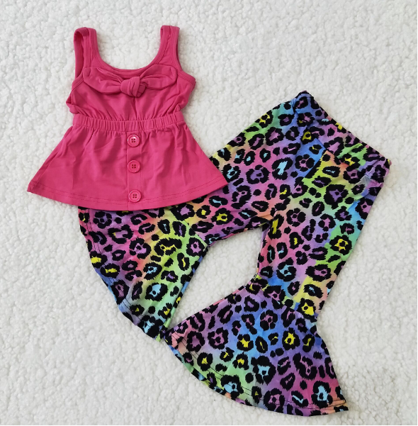 B17-21 Rose red shoulder strap blouse gorgeous flared pant set