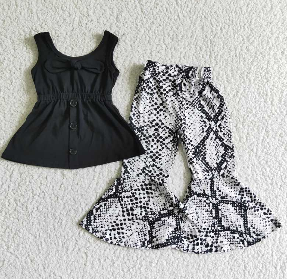 A18-2 Black Backpack Snakeskin Pants set