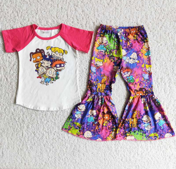C1-4 Purple Rugrats Braid Doll Short Sleeve Top set