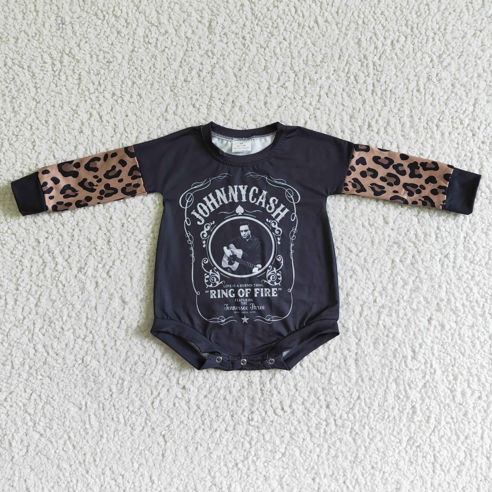 LR0014 JOHNNY CASH Black Leopard Print Long Sleeve romber