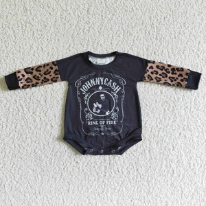 LR0014 JOHNNY CASH Black Leopard Print Long Sleeve romber