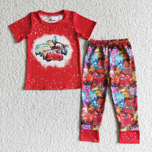 Boys Cars Red Short Sleeve Pants Set