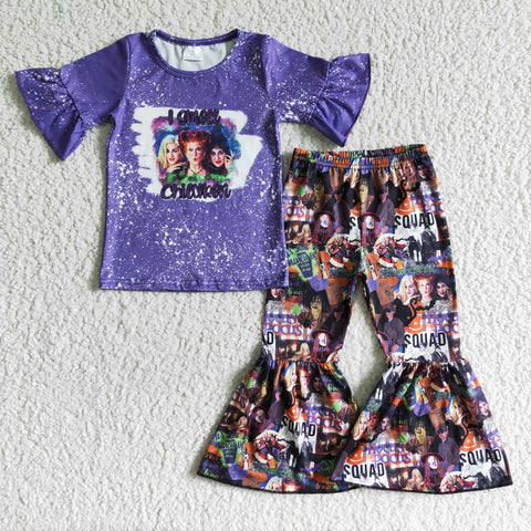 GSPO0105 Girls hocus pocus purple short-sleeved pant set