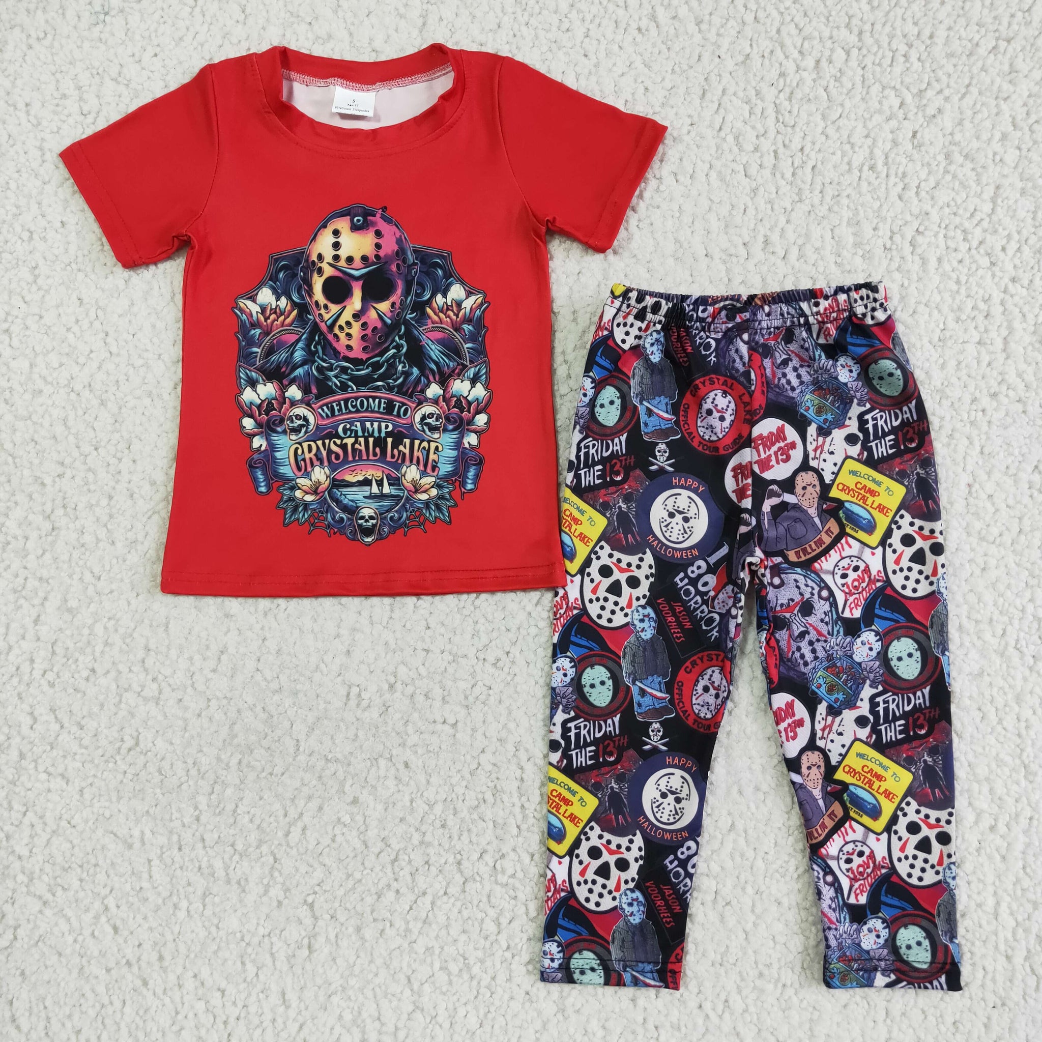 Boys crystal lake band red short-sleeved pant set