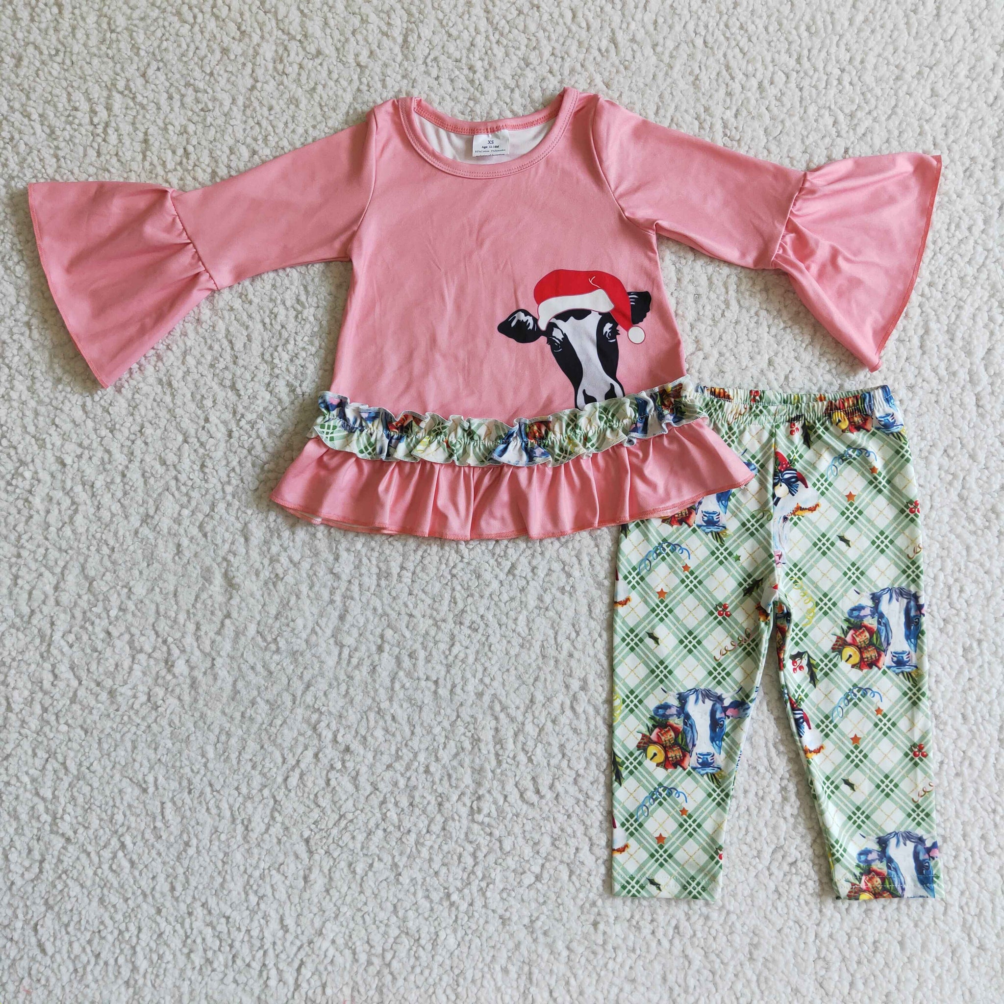 Girls' Cow Print Long Sleeve Suit