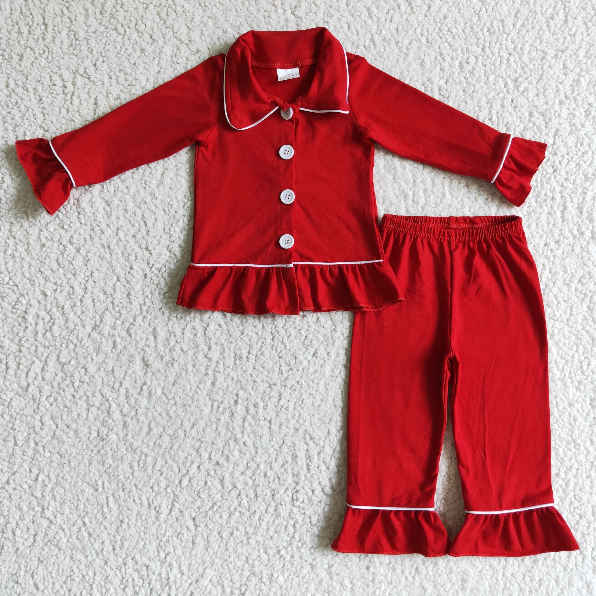 Christmas girl red cotton pajamas