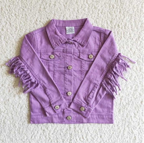 6 A32-19 Purple Fringed Denim Jacket