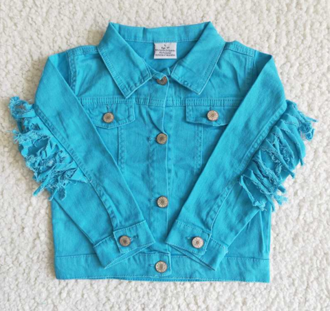 6 A32-29 Blue Fringed Denim Jacket