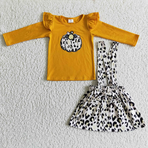 halloween kids girl suspender skirt suit