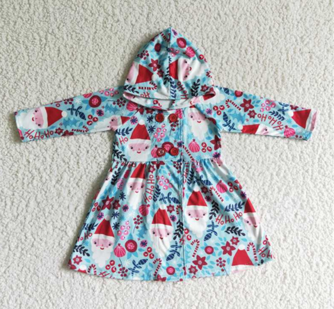 GT0026 santa print hooded dress