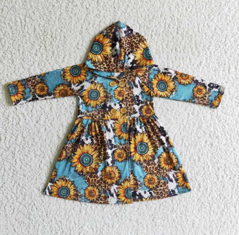 GT0028 sunflower hoodie dress