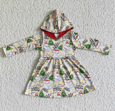 GLD0076 girl christmas hooded dress