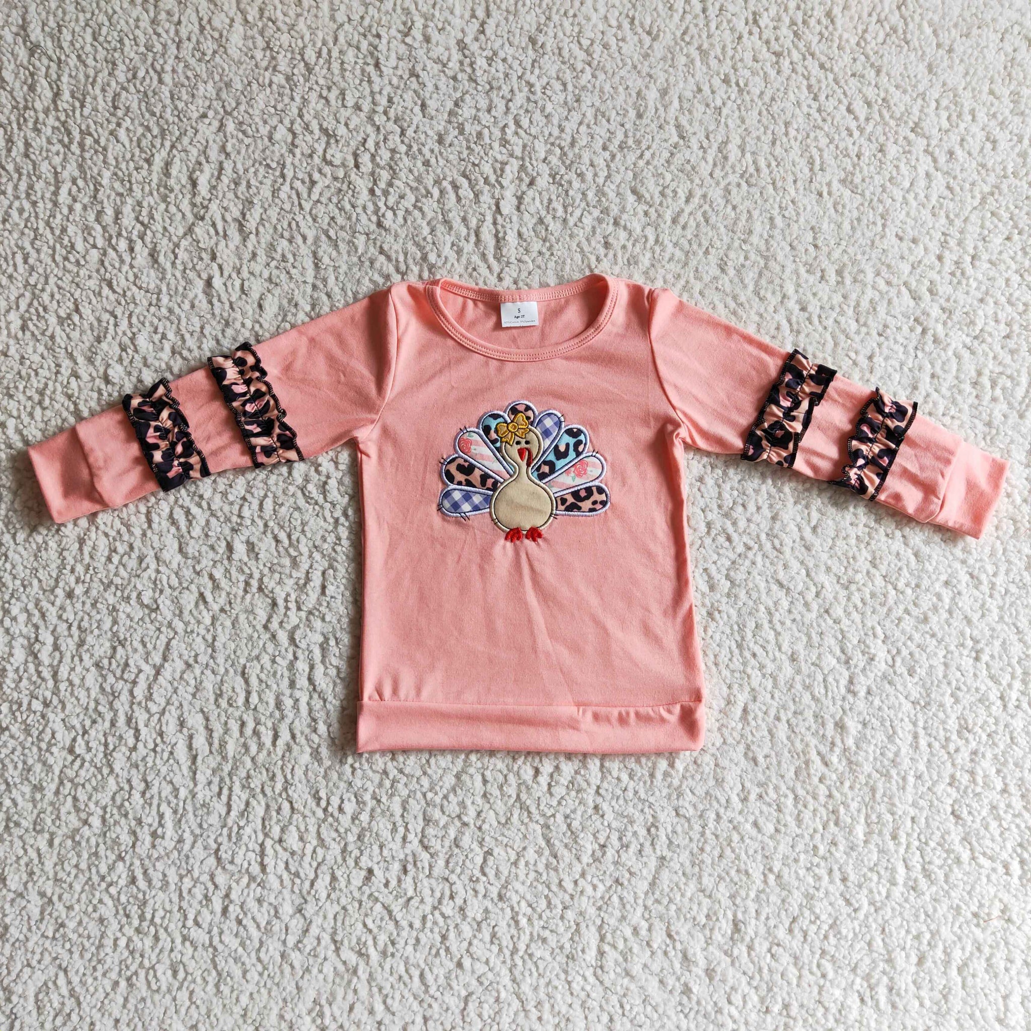 GT0040 Thanksgiving Children's Girls Cotton Embroidered Top