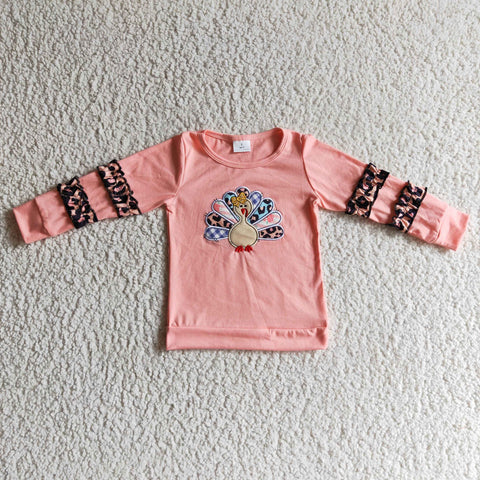 GT0040 Thanksgiving Children's Girls Cotton Embroidered Top