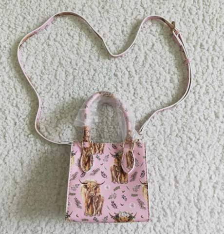 BA0018 Highland cow pink kids girls bags