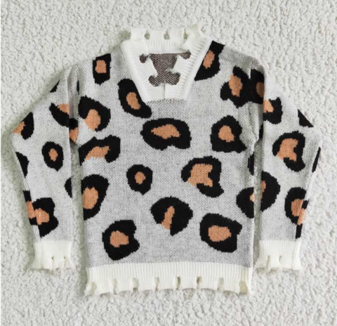 6 B5-3 Leopard girls sweater