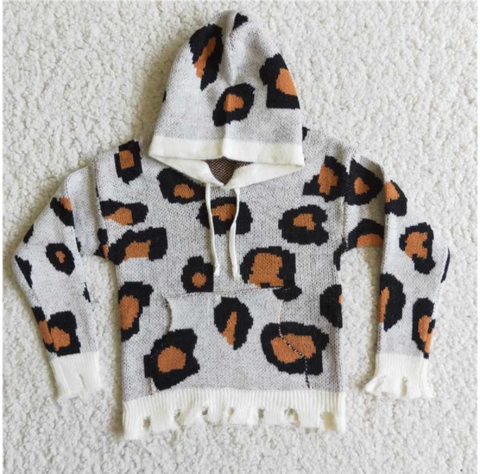6 B0-18 Leopard girls hoodie sweater