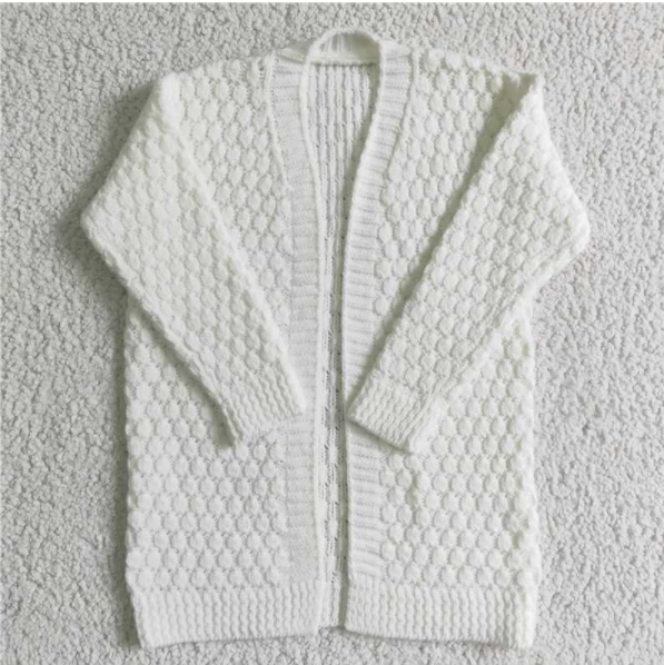 GT0007 White cardigan girls sweater