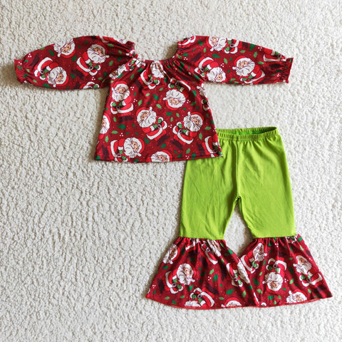 Christmas Santa Printed Girls Set