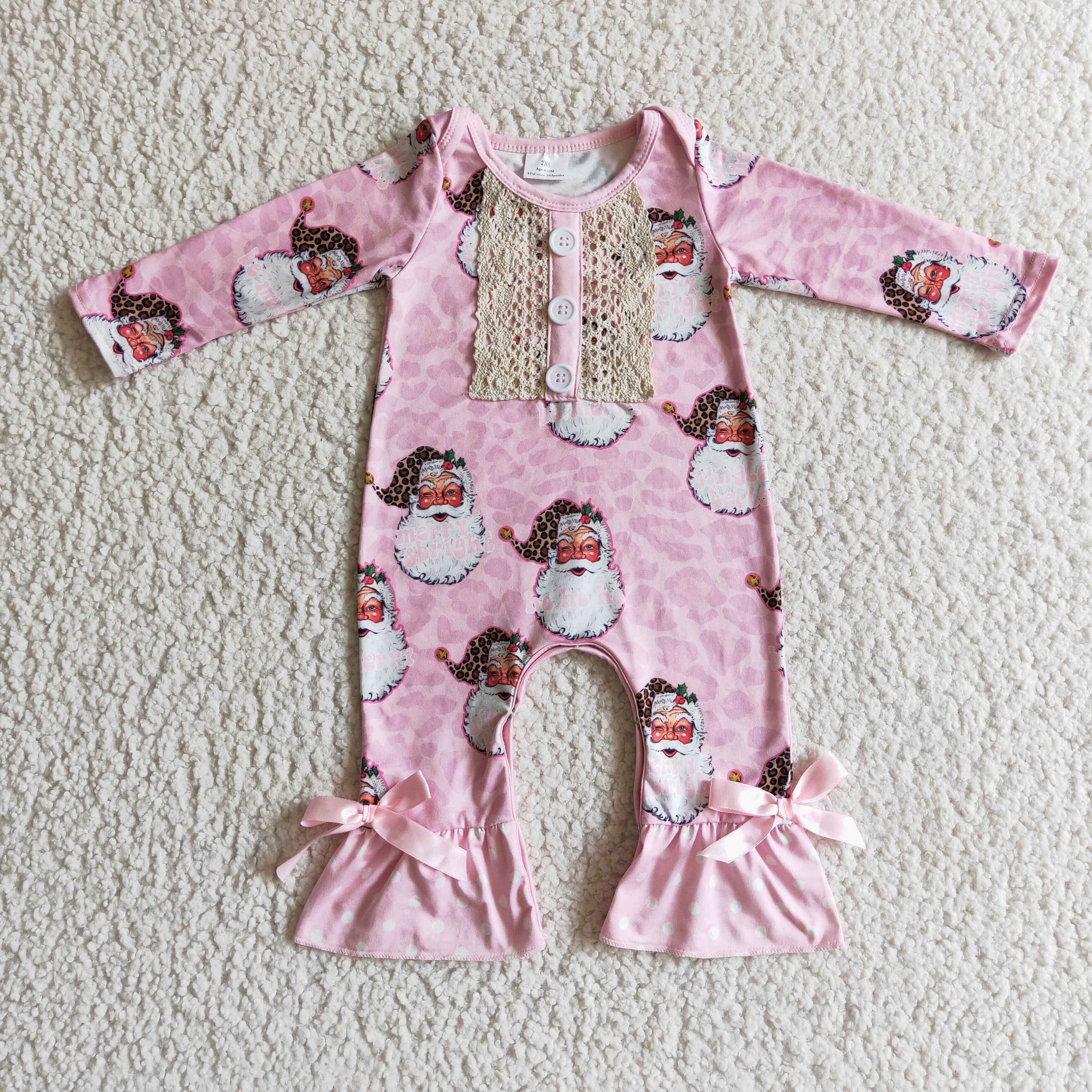6 A7-5 christmas girl pink santa romper