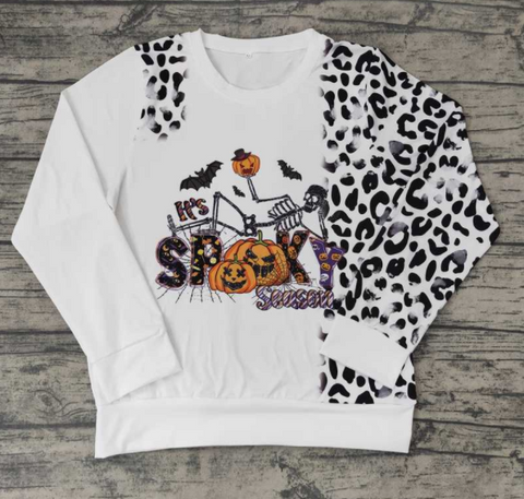 BT0064 Spooky season pumpkin leopard adult Halloween shirt