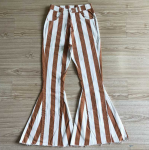 P0010 Brown stripe denim pants adult jeans