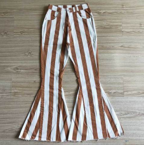 P0010 Brown stripe denim pants adult jeans
